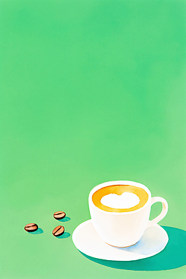 JPG 모양 디자인 커피 음료 백그라운드 일러스트 탁자 아침 취미 일상 컵 초록색 카페 원두 마시기 그림 소서 따뜻한음료 카페인 스타일 카피스페이스 국내일러스트 AI일러스트 AI콘텐츠 주간 식기 컬러 가구 모션 라이프 여름 상점 공백 절기 파일형식