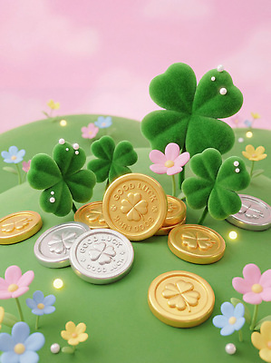 JPG 식물 편집이미지 기념일 꽃 분홍색 컬러 자연 초원 장식 환경 동전 행운 축복 네잎클로버 소원 편집3D AI컴퓨터그래픽 AI콘텐츠 컨셉 돈 이벤트 3D 클로버 생태계 파일형식