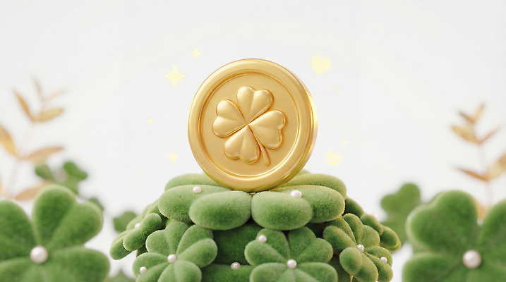 JPG 식물 편집이미지 디자인 상징 백그라운드 자연 풍경 초록색 동전 금색 행운 부 네잎클로버 편집3D AI컴퓨터그래픽 AI콘텐츠 컬러 컨셉 돈 3D 재산 클로버 생태계 파일형식