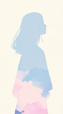 JPG 모양 디자인 여자 실루엣 예술 컬러 백그라운드 일러스트 추상 표현 그림 이미지 부드러움 파스텔 색감 창의성 국내일러스트 AI일러스트 AI콘텐츠 무늬 학용품 촬영기법 사람 감각 파일형식