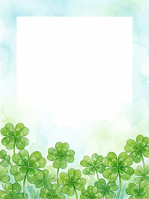 JPG 식물 디자인 기념일 예술 컬러 백그라운드 일러스트 자연 수채화 사랑 장식 초록색 파란색 디지털 정원 공백 행운 네잎클로버 창작 국내일러스트 AI일러스트 AI콘텐츠 감정 컨셉 이벤트 클로버 생태계 파일형식