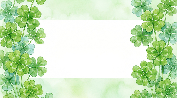 JPG 식물 디자인 예술 백그라운드 일러스트 자연 수채화 프레임 장식 가로 세로 초록색 네잎클로버 클로버 배열 그림 윤곽 단순화된 테마 국내일러스트 AI일러스트 AI콘텐츠 컬러 생태계 파일형식