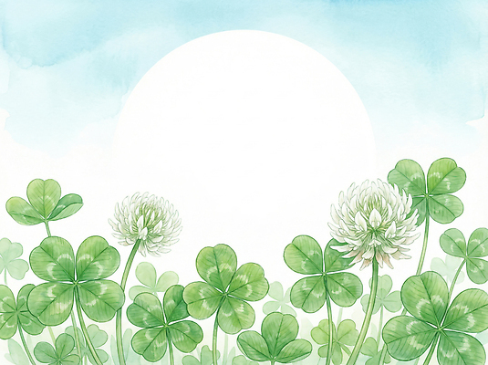 JPG 식물 상징 백그라운드 일러스트 자연 하늘 생명 수채화 풍경 초록색 여름 햇빛 태양 정원 행운 네잎클로버 클로버 신비 식물원 국내일러스트 AI일러스트 AI콘텐츠 자연요소 계절 컬러 컨셉 생태계 파일형식