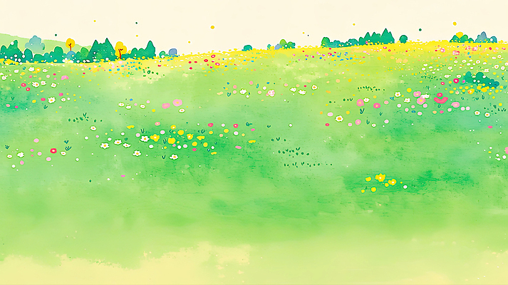 JPG 식물 꽃 예술 컬러 일러스트 자연 하늘 풍경 잔디 초원 그래픽 초록색 태양 환경 봄 에코 드로잉 풍경화 국내일러스트 AI일러스트 AI콘텐츠 자연요소 계절 미술 그림 생태계 파일형식