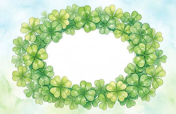 JPG 식물 디자인 백그라운드 잎 일러스트 자연 수채화 그래픽 장식 초록색 원형 클로버 벽화 식물패턴 국내일러스트 AI일러스트 AI콘텐츠 도형 컬러 패턴 그림 생태계 파일형식