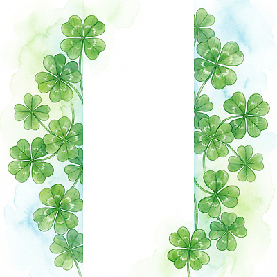 JPG 모양 식물 디자인 예술 컬러 백그라운드 일러스트 자연 수채화 장식 초록색 파란색 네잎클로버 그림 페이지 국내일러스트 AI일러스트 AI콘텐츠 클로버 생태계 파일형식