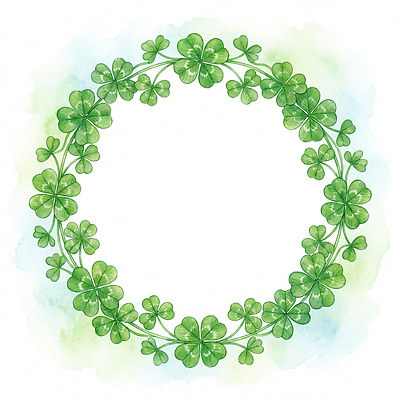 JPG 식물 디자인 화초 예술 컬러 백그라운드 패턴 일러스트 자연 수채화 아이디어 그래픽 장식 초록색 원형 중앙 클로버 균형 심플 국내일러스트 AI일러스트 AI콘텐츠 도형 컨셉 무늬 생태계 파일형식