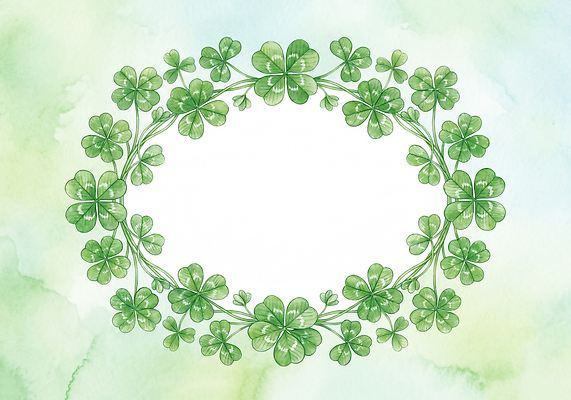 JPG 식물 디자인 백그라운드 잎 패턴 일러스트 자연 수채화 그래픽 장식 초록색 클로버 그림 심플 국내일러스트 AI일러스트 AI콘텐츠 컬러 무늬 생태계 파일형식