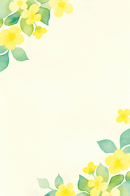 JPG 식물 디자인 계절 꽃 예술 백그라운드 잎 패턴 일러스트 자연 벽지 수채화 미술 장식 초록색 노란색 정원 봄 경계 부드러움 창작 국내일러스트 AI일러스트 AI콘텐츠 컬러 무늬 문화예술 감각 생태계 파일형식