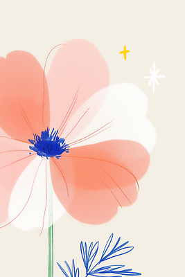 JPG 모양 디자인 꽃잎 꽃 예술 선 분홍색 컬러 백그라운드 일러스트 자연 그래픽 파란색 인테리어 흰색 표현 중앙 그림 뷰티풀 창작 국내일러스트 AI일러스트 AI콘텐츠 식물 생태계 파일형식