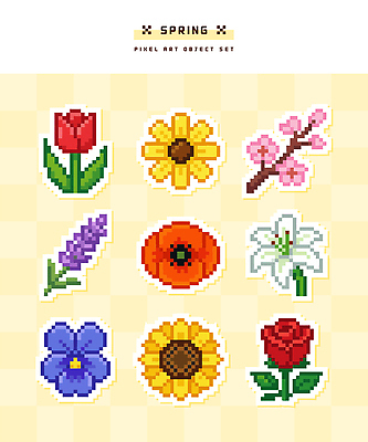 디자인 꽃 예술 컬러 일러스트 자연 해바라기 그래픽 장미 봄 튤립 벚꽃 색칠 제비꽃 양귀비 라벤더 뷰티풀 픽셀 국내일러스트 AI파일 식물 계절 허브 생태계 파일형식 벡터