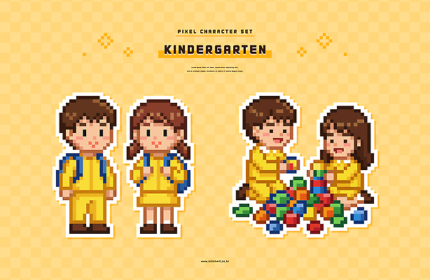 주간 교육 어린이 컬러 무늬 학교 관계 표정 사람 파일형식 벡터 유치원 캐릭터 놀이 블록 모션 노란색 웃음 친구 시간 아침 그림 픽셀 세트 도전 상상 패턴 교실 AI파일 국내일러스트 일러스트 유치원생