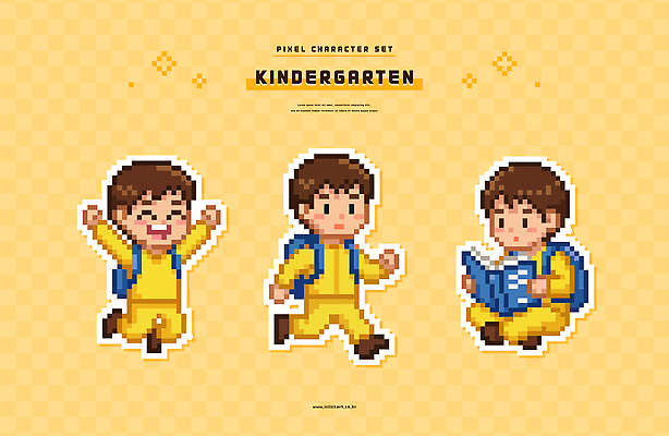 캐릭터 디자인 초등학생 어린이 백그라운드 일러스트 학교 모션 놀이 표정 그래픽 책 친구 세트 달리기 노란색 유치원 유치원생 그림 픽셀 국내일러스트 AI파일 학생 교육 컬러 관계 사람 파일형식 벡터