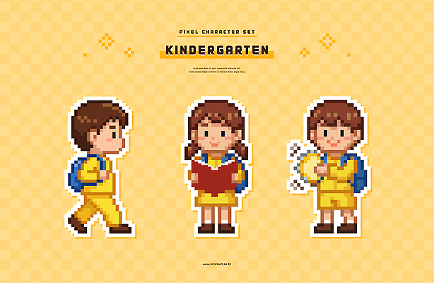 캐릭터 디자인 교육 어린이 일러스트 모션 놀이 책 친구 걷기 유치원 유치원생 즐거움 그림 그림책 밝은색 픽셀 국내일러스트 AI파일 감정 관계 사람 파일형식 벡터