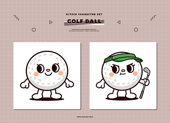 캐릭터 디자인 스포츠 컬러 골프 일러스트 골프공 그래픽 귀여움 두개 클럽 디지털아트 일러캐릭터 AI파일 컨셉 2 공 골프용품 구기 파일형식 벡터
