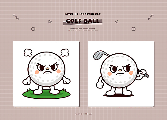 캐릭터 디자인 스포츠 골프 일러스트 골프공 표정 초원 노란색 두개 흰색 클럽 그림 공격적 일러캐릭터 AI파일 컬러 컨셉 2 공 골프용품 구기 파일형식 벡터