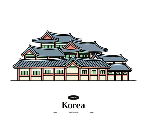 모양 전통 디자인 건축 문화 예술 상징 컬러 일러스트 지붕 한옥 한국 기와 풍경 건물 궁전 역사 그림 층 랜드마크 뷰티풀 국내일러스트 유산 AI파일 한국전통 건축물 아시아 고건축 파일형식 벡터