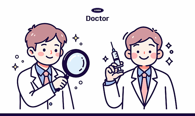 과학 일러스트 의학 의료기기 건강 병원 실험 주사기 안전 치료 진료 의사 정보 검사_조사 예방 확대경 소독 전문 접근 국내일러스트 AI파일 의료진 파일형식 벡터