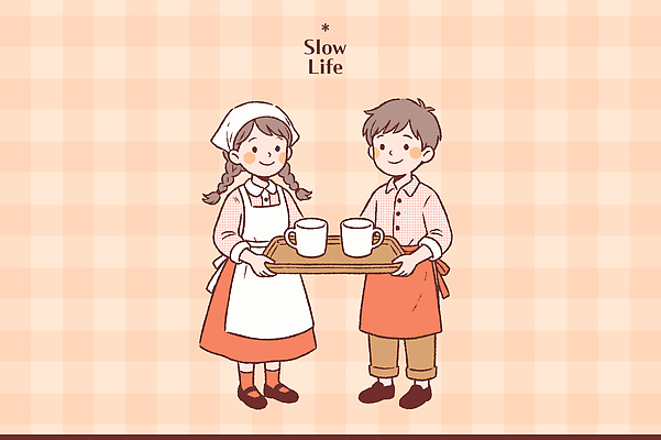 커피 일러스트 모션 커뮤니케이션 함께함 쟁반 따뜻함 대화 웃음 소녀 소년 일상 친구 식사 앞치마 카페 서비스 초대 국내일러스트 AI파일 여자 남자 음료 어린이 컨셉 관계 표정 말하기 라이프 상점 파일형식 벡터