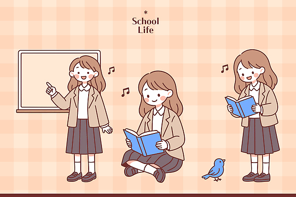 학생 여학생 교육 교복 일러스트 노래 교실 학교 모션 조류 이야기 생활 책 친구 학습 시간 발표 읽기 즐거움 신학기 그림 등교 국내일러스트 AI파일 동물 옷 여자 감정 음악 관계 등하교 파일형식 벡터