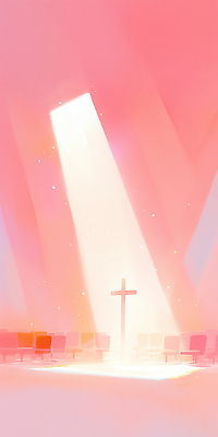 JPG 나무 기독교 종교 백그라운드 십자가 의자 일러스트 모션 조명 내부 빛 교회 공간 기도 분위기 중앙 신도 예배 장면 국내일러스트 AI일러스트 AI콘텐츠 식물 가구 컨셉 종교건축 건물 파일형식