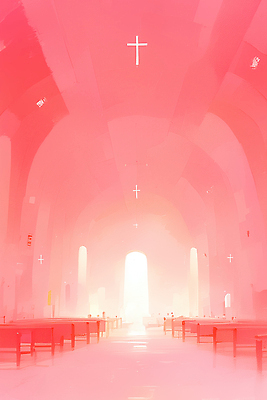 JPG 건축 기독교 종교 백그라운드 십자가 의자 일러스트 빛 햇빛 교회 평화 공간 기도 영혼 분위기 신도 명상 예배 찬양 국내일러스트 AI일러스트 AI콘텐츠 가구 컨셉 종교건축 건물 태양 파일형식