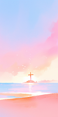 JPG 기독교 종교 파도 바다 컬러 섬 여행 백그라운드 십자가 일러스트 모션 자연 하늘 조명 풍경 해변 일상 여름 맑음 일몰 기도 마음 예배 국내일러스트 AI일러스트 AI콘텐츠 계절 날씨 라이프 노을 생태계 파일형식