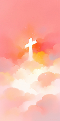JPG 기독교 종교 상징 분홍색 컬러 백그라운드 십자가 일러스트 자연 하늘 풍경 빛 주황색 일몰 흰색 시간 이미지 장면 뷰티풀 국내일러스트 AI일러스트 AI콘텐츠 노을 생태계 파일형식