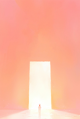 JPG 기독교 상징 컬러 백그라운드 이동 일러스트 하늘 아침 사람 풍경 빛 문 고요 공간 그림 국내일러스트 AI일러스트 AI콘텐츠 주간 종교 컨셉 파일형식