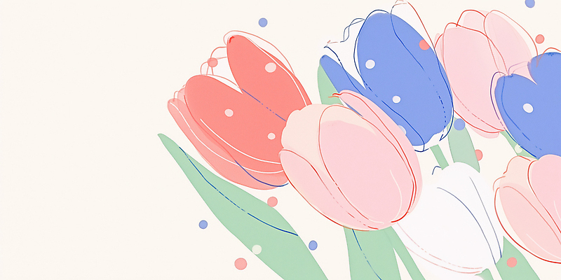 JPG 식물 디자인 꽃 예술 분홍색 컬러 꽃다발 백그라운드 일러스트 자연 생명 그래픽 장식 빨간색 파란색 봄 공간 튤립 원형 화사함 국내일러스트 AI일러스트 AI콘텐츠 도형 계절 컨셉 생태계 파일형식