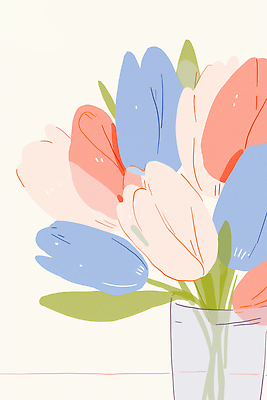 JPG 식물 디자인 꽃 화분 화초 예술 컬러 잎 일러스트 자연 실내 생활 장식 꽃병 촬영 공간 튤립 뷰티풀 정물화 국내일러스트 AI일러스트 AI콘텐츠 내부 그림 생태계 파일형식