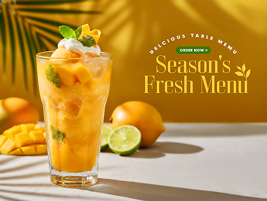 PSD 편집이미지 음료 과일 디저트 잔 여름 식사 카페 신선 시원함 민트 즐거움 메뉴 생크림 망고 망고주스 제철음식 식기 계절 감정 음식 상점 과일주스 허브 크림 열대과일 제철 파일형식