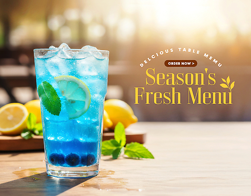 자연요소 계절 음료 음식 가구 과일 상점 허브 에이드 제철 파일형식 블루레몬에이드 민트 레몬 블루베리 탁자 여름 신선 얼음 디저트 상큼 주스 PSD 카페 제철음식 편집이미지