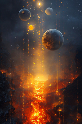 JPG 편집이미지 별 지구 백그라운드 모션 자연 빛 우주 행성 시간 오픈 신비 화산 분출 용암 이미지편집 AI컴퓨터그래픽 AI콘텐츠 자연요소 컨셉 산 생태계 파일형식