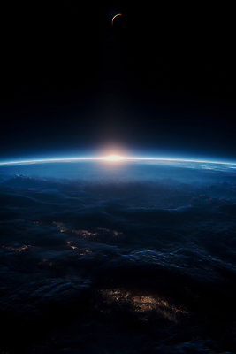 JPG 주간 편집이미지 지구 하늘 표면 풍경 빛 태양 우주 어둠 새벽 저녁 지평선 구분 이미지편집 AI컴퓨터그래픽 AI콘텐츠 자연요소 야간 파일형식