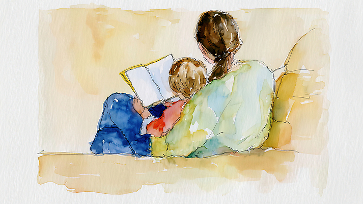 JPG 커플 어린이 일러스트 가족 모션 엄마 따뜻함 이야기 사랑 일상 책 부모 소파 독서 공간 만남 시간 편안함 읽기 순간 국내일러스트 AI일러스트 AI콘텐츠 감정 컨셉 의자 관계 사람 라이프 감각 파일형식