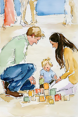 JPG 커플 어린이 일러스트 가족 모션 놀이 바닥 함께함 이벤트 여러명 부모 장난감 블록 육아 아기 시간 즐거움 장면 상호작용 국내일러스트 AI일러스트 AI콘텐츠 감정 다수 컨셉 관계 사람 파일형식