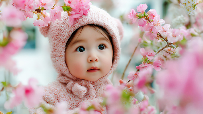 JPG 편집이미지 꽃 행복 감정 어린이 분홍색 자연 날씨 웃음 야외 고요 봄 아기 즐거움 꽃구경 아기모자 의료성형뷰티 AI인물포토 AI콘텐츠 식물 모자_잡화 계절 컬러 표정 사람 생태계 파일형식 AI포토