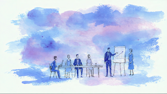 JPG 의자 일러스트 회사 회의 협력 아이디어 기술 대화 사무실 정보 발표 그룹 토론 전략 의견 공유 국내일러스트 AI일러스트 AI콘텐츠 가구 컨셉 비즈니스 말하기 파일형식