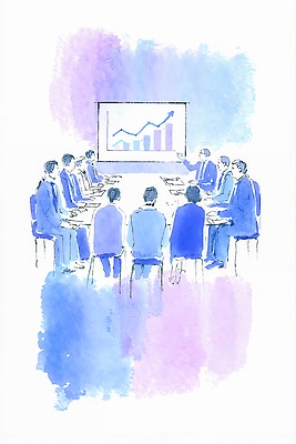 JPG 일러스트 비즈니스 통계 회의 그래프 직장 대화 설명 사무실 자료 발표 결과 강의 집중 분석 전략 경영 서류판 의사소통 전문 국내일러스트 AI일러스트 AI콘텐츠 컨셉 회사 모션 말하기 사무용품 파일형식