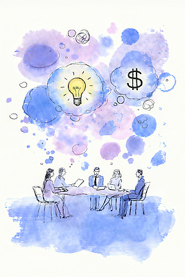 JPG 백그라운드 돈 생각 일러스트 비즈니스 탁자 회의 협력 아이디어 대화 여러명 그룹 전문직 계획 전략 의견 문제해결 창의성 브레인스토밍 국내일러스트 AI일러스트 AI콘텐츠 직업 가구 다수 컨셉 말하기 사람 재산 파일형식