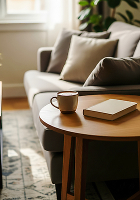 JPG 편집이미지 커피 거실 창문 가정 탁자 휴식 따뜻함 일상 책 인테리어 소파 공간 편안함 오브젝트 편집실사 AI포토 AI콘텐츠 디자인 음료 가구 컨셉 의자 라이프 감각 CG 파일형식