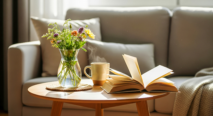 JPG 편집이미지 꽃 커피 거실 자연 탁자 아침 유리병 휴식 주택 장식 책 소파 독서 햇빛 카페 편집실사 AI포토 AI콘텐츠 주간 식물 음료 가구 컨셉 의자 병_용기 건물 태양 상점 CG 생태계 파일형식