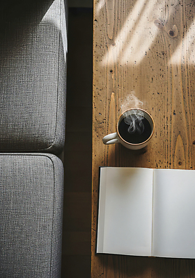 JPG 나무 편집이미지 커피 탁자 바닥 책 컵 소파 독서 햇빛 주말 편리함 홈카페 안락 차분 편집실사 AI포토 AI콘텐츠 식물 식기 음료 가구 컨셉 의자 태양 카페 CG 파일형식