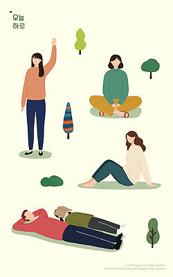 나무 손 공원 일러스트 모션 자연 휴식 사람 앉기 취미 야외 일상 친구 시간 그룹 명상 그림 소통 국내일러스트 AI파일 식물 공공시설 컨셉 관계 라이프 신체부위 생태계 파일형식 벡터