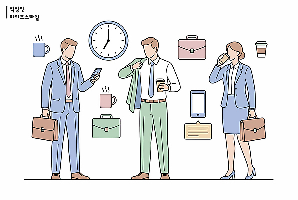 여자 남자 커피 시계 가방 일러스트 회의 직장 기술 대화 일상 스마트폰 사무실 도구 시간 업무 직장인 커피잔 준비 문서 바쁨 국내일러스트 AI파일 직업 잡화 음료 회사 비즈니스 잔 말하기 사람 라이프 핸드폰 스마트기기 작업 파일형식 벡터