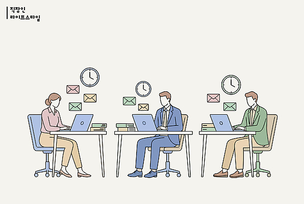 여자 남자 시계 의자 일러스트 비즈니스 탁자 커뮤니케이션 협력 직장 사람 일상 책 컴퓨터 사무실 시간 업무 작업 직장인 이메일 문서 소통 국내일러스트 AI파일 직업 가구 컨셉 회사 라이프 전자제품 파일형식 벡터