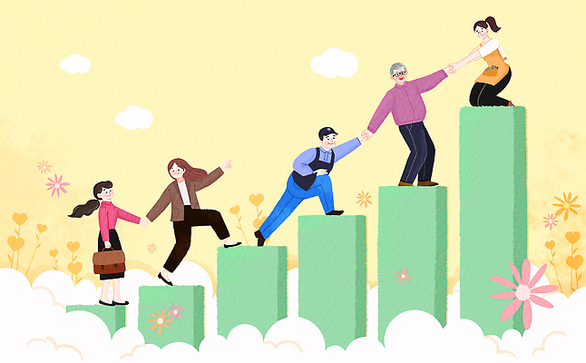 PSD 일러스트 관계 모션 성공 협력 사람 친구 꿈 성장 도움 발전 목표 긍정 노력 발판 진행 국내일러스트 컨셉 파일형식