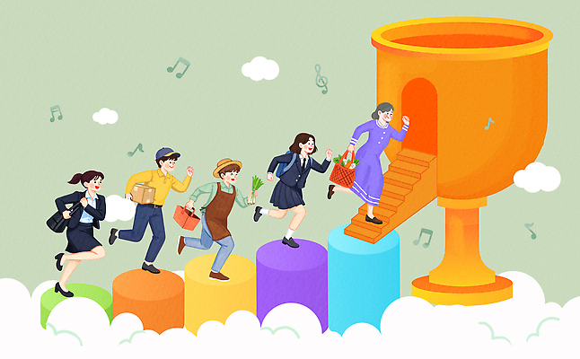 PSD 음악 컬러 백그라운드 러닝셔츠 일러스트 모션 협력 사람 이벤트 여러명 계단 소리 기쁨 작업 상품 장면 마무리 존재 국내일러스트 감정 다수 셔츠 문화예술 파일형식