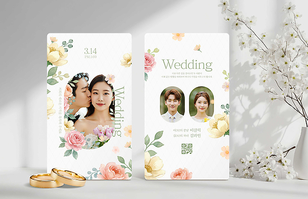 PSD 편집이미지 디자인 커플 꽃 결혼 결혼식 이벤트 장식 파티 반지 날짜 청첩장 결혼반지 초대장 의료성형뷰티 이미지편집 식물 장신구 관계 카드_감사 파일형식